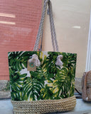Tropical Leaf Print Beach Bag